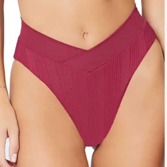 L*Space L Space Bitsy Cut Ribbed Bikini Bottoms In Cabernet SZ SP NWOT - Picture 1 of 11